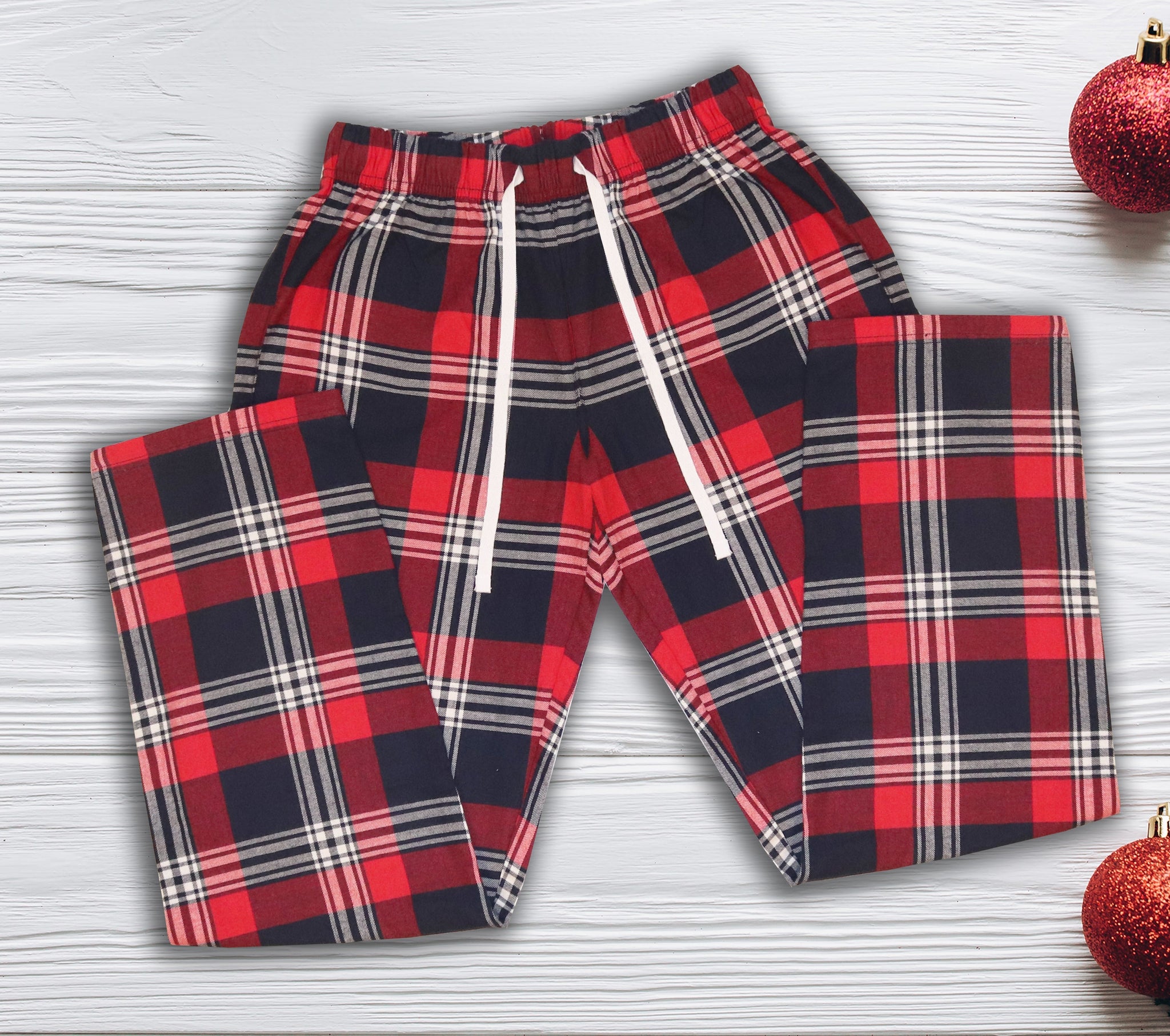 Personalised Santa's Little Helper - Family Matching Christmas Pyjamas - Top & Tartan PJ Bottoms
