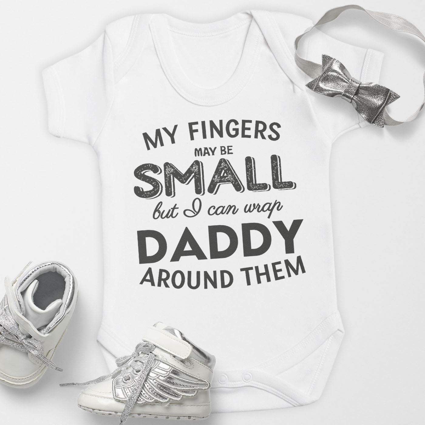 Pick A Family Name - My Fingers May Be Small But I Can Wrap Mummy, Auntie, Grandad and more - Baby Bodysuit