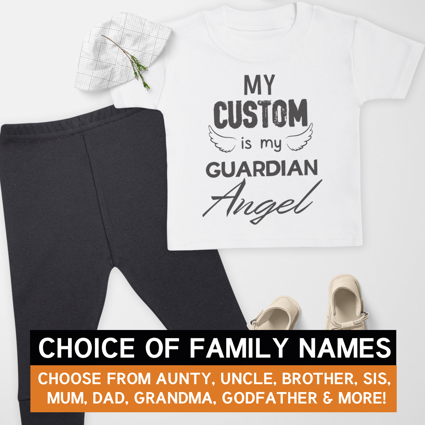 Pick A Family Name - My Guardian Angel Is Mummy, Grandad and more - Baby Outfit Set