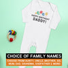 Pick A Family Name - Happy Birthday wtih Balloons Mummy, Auntie, Grandad and more - Baby Romper