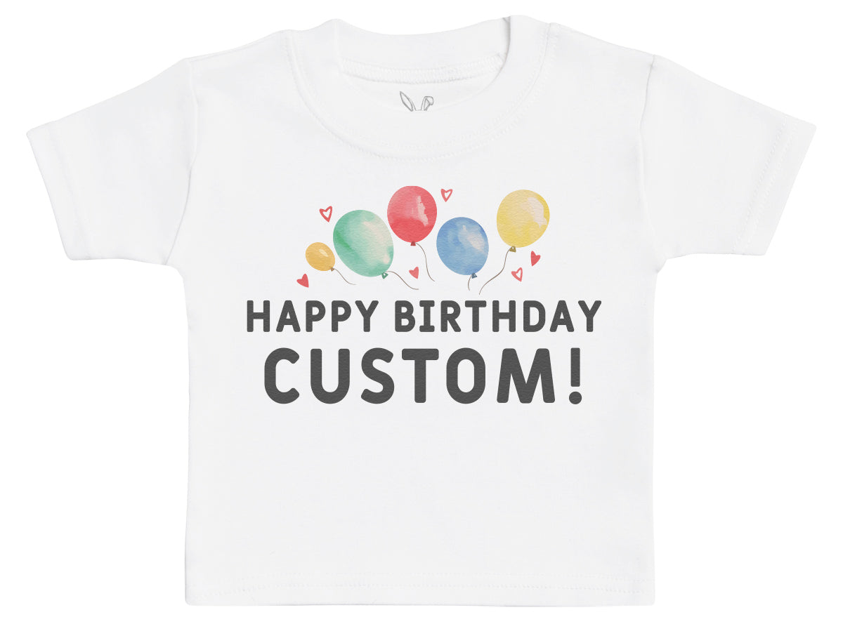 Personalised Happy Birthday - Baby T-Shirt