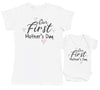 Our First Mothers Day - Baby T-Shirt & Bodysuit / Mum T-Shirt Matching Set - (Sold Separately)