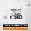 Pick A Family Name - Boxed If Mum & Dad Say No Ill Ask Mummy, Auntie, Grandad and more - Baby Bodysuit