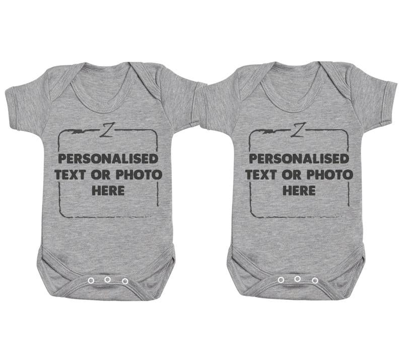 Personalised Twins Baby Bodysuits