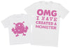 OMG I've Created A Pink Monster! - Dad / Mum T-Shirt & Kids T-Shirt - (Sold Separately)